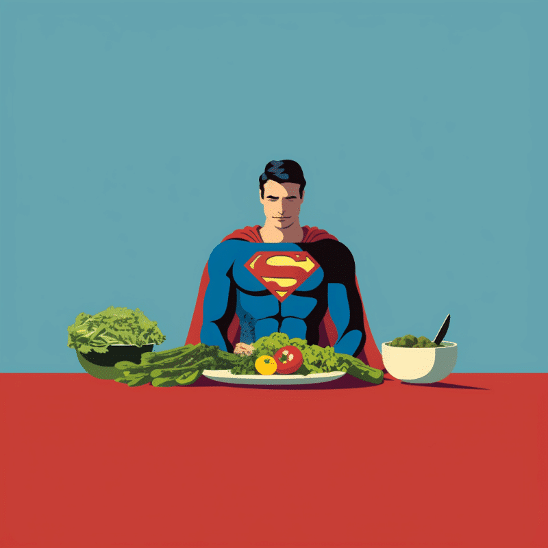 Superman makan makanan super